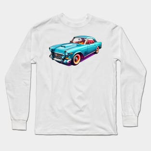 Colored Classic Car Design in Vibrant Vector Style Long Sleeve T-Shirt